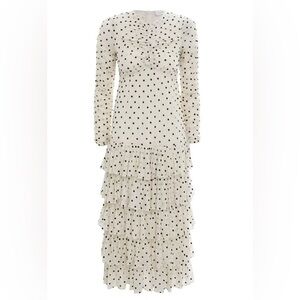 Zimmermann Cream and Black Polka Dot Ruffle Dress
